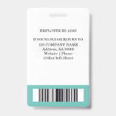 Aangepaste werknemer ID-badge met foto en barcode Badge (Back)