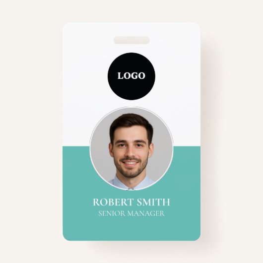 Aangepaste werknemer ID-badge met foto en barcode Badge (Voorkant)