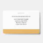 Aangepaste werknemer ID-badge met foto en barcode Badge (Achterkant)