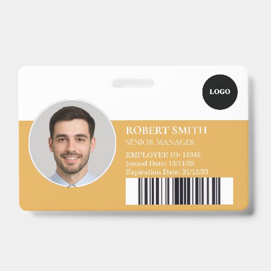 Aangepaste werknemer ID-badge met foto en barcode Badge (Voorkant)