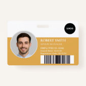 Aangepaste werknemer ID-badge met foto en barcode Badge (Voorkant)
