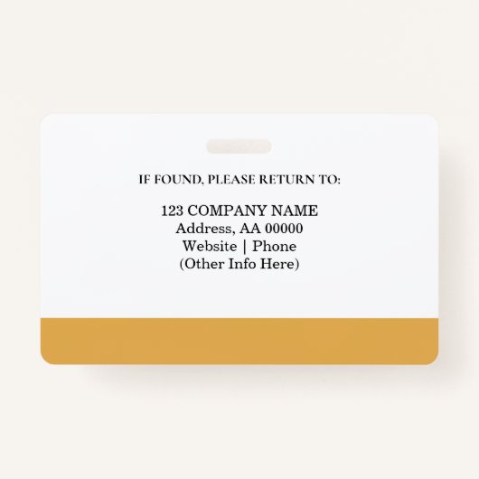 Aangepaste werknemer ID-badge met foto en barcode Badge (Achterkant)