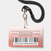 Aangepaste Werknemer, Logo Naambadge | Roze Glitte Badge (Achterkant met lanyard)