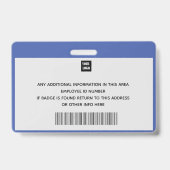 Aangepaste werknemer met foto, streepjescode, Logo Badge (Achterkant)