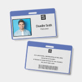 Aangepaste werknemer met foto, streepjescode, Logo Badge (Voor- en achterkant)