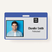 Aangepaste werknemer met foto, streepjescode, Logo Badge (Voorkant)