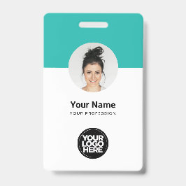 Aangepaste werknemer Modern ID Kaart Turquoise QR Badge