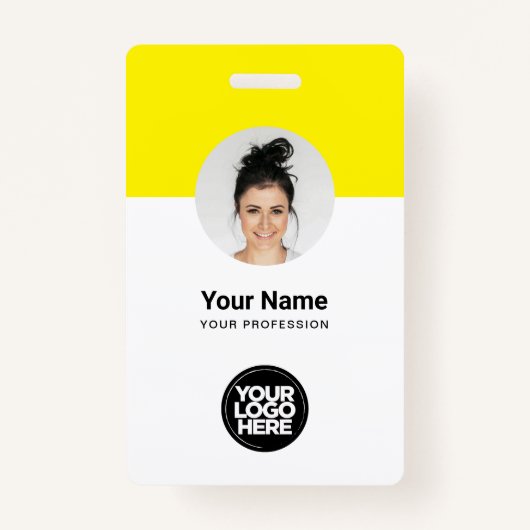 Aangepaste werknemer Moderne ID Kaart Gele QR-badg Badge (Voorkant)