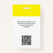 Aangepaste werknemer Moderne ID Kaart Gele QR-badg Badge (Achterkant)
