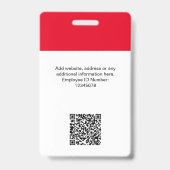 Aangepaste werknemer Moderne ID Kaart Rood QR-badg Badge (Achterkant)