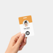 Aangepaste werknemer Moderne ID Kaart Tangerine QR Badge (Handheld)