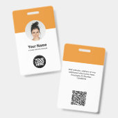 Aangepaste werknemer Moderne ID Kaart Tangerine QR Badge (Voor- en achterkant)