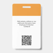 Aangepaste werknemer Moderne ID Kaart Tangerine QR Badge (Achterkant)