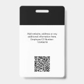 Aangepaste werknemer Moderne ID Kaart zwart-wit QR Badge (Achterkant)