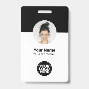 Aangepaste werknemer Moderne ID Kaart zwart-wit QR Badge