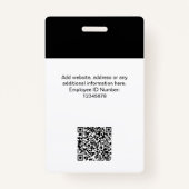 Aangepaste werknemer Moderne ID Kaart zwart-wit QR Badge (Achterkant)