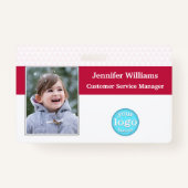 Aangepaste werknemer Personeelsnaam Foto Logo Stre Badge (Voorkant)