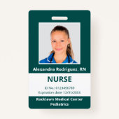 Aangepaste werknemer Photo Blue-Green White Medica Badge (Voorkant)