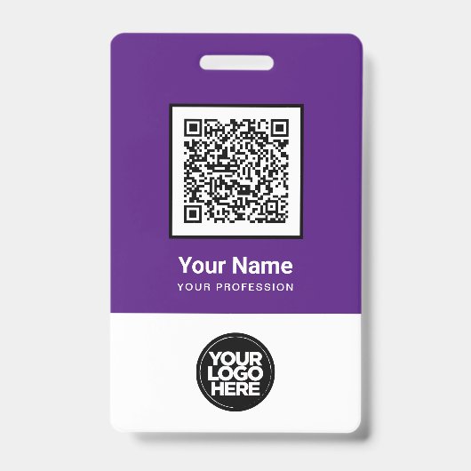 Aangepaste werknemer Qr Code Bar Code Naam Logo Badge (Voorzijde)