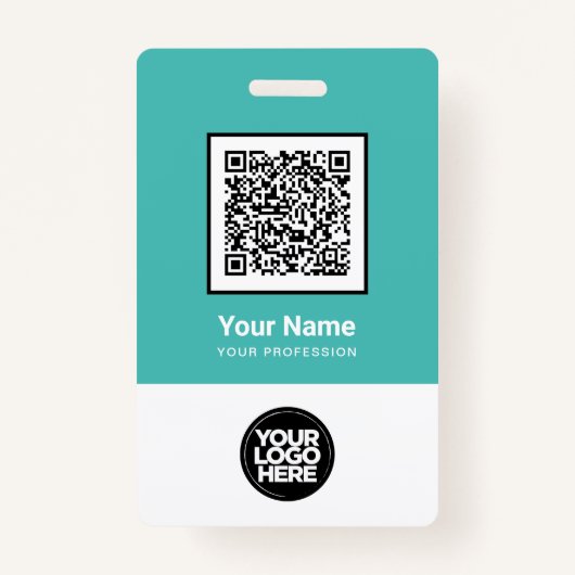 Aangepaste werknemer Qr Code Bar Code Naam Logo Badge (Voorkant)