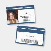 Aangepaste werknemers fotologo en barcode sjabloon badge (Voor- en achterkant)