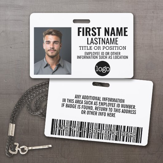 Aangepaste werknemers-ID - foto, streepjescode, lo Badge