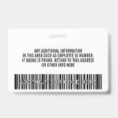 Aangepaste werknemers-ID - foto, streepjescode, lo Badge (Achterkant)