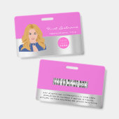 Aangepaste werknemersbarcode-logo naam scanner roz badge (Voor- en achterkant)