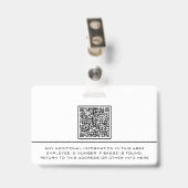 Aangepaste werknemersbarcode logonaam zwart zilver badge (Achterkant met clip)