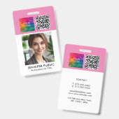 Aangepaste werknemersbedrijfs QR-code logo sjabloo Badge (Voor- en achterkant)
