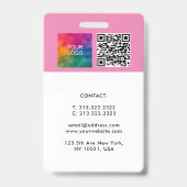 Aangepaste werknemersbedrijfs QR-code logo sjabloo Badge (Achterkant)