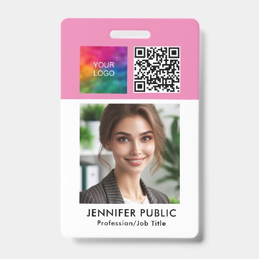Aangepaste werknemersbedrijfs QR-code logo sjabloo Badge (Voorzijde)