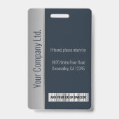 Aangepaste Werknemersfoto Bar Code Logo Naam Blauw Badge (Achterkant)