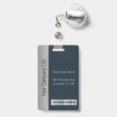 Aangepaste Werknemersfoto Bar Code Logo Naam Blauw Badge (Achterkant met uittrekbare clip)