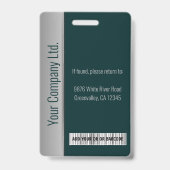 Aangepaste Werknemersfoto Bar Code Logo Naam Groen Badge (Achterkant)