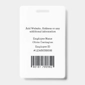 Aangepaste Werknemersfoto Bar Code Logo Naambadge Badge (Achterkant)