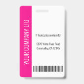 Aangepaste Werknemersfoto Barcod Logo Naam Hot Roz Badge (Achterkant)