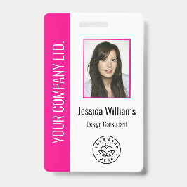 Aangepaste Werknemersfoto Barcod Logo Naam Hot Roz Badge
