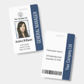 Aangepaste Werknemersfoto, Barcode, Logo, Naam Badge (Voor- en achterkant)