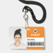 Aangepaste Werknemersfoto, Barcode, Logo, Naam Badge (Voorzijde met lanyard)