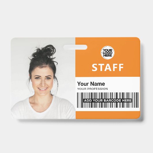 Aangepaste Werknemersfoto, Barcode, Logo, Naam Badge (Voorzijde)
