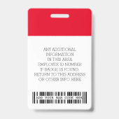 Aangepaste Werknemersfoto, Barcode, Logo, Naam ID- Badge (Achterkant)