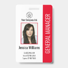 Aangepaste Werknemersfoto, Barcode, Logo, Naam Roo Badge