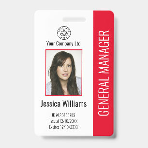 Aangepaste Werknemersfoto, Barcode, Logo, Naam Roo Badge