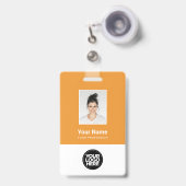 Aangepaste Werknemersfoto, Barcode, Logo, Naambadg Badge (Voorzijde met uittrekbare clip)