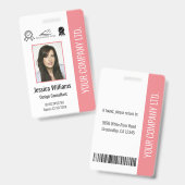 Aangepaste Werknemersfoto-certificering Roze ID Badge (Voor- en achterkant)