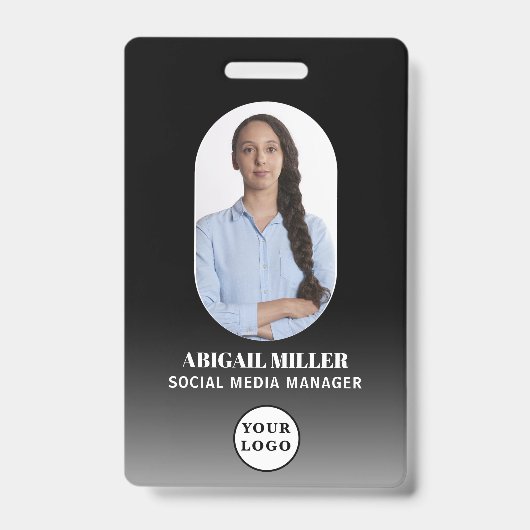 Aangepaste Werknemersfoto Gradiënt Boog Badge (Voorzijde)