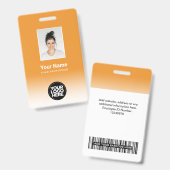 Aangepaste Werknemersfoto Gradiënt Oranje Badge (Voor- en achterkant)