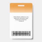 Aangepaste Werknemersfoto Gradiënt Oranje Badge (Achterkant)