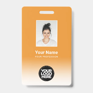 Aangepaste Werknemersfoto Gradiënt Oranje Badge